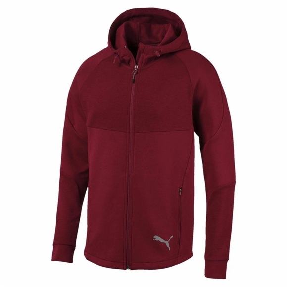 Puma Burgundy Zip Up Hooded Jacket Men’s - Picture 4 of 16